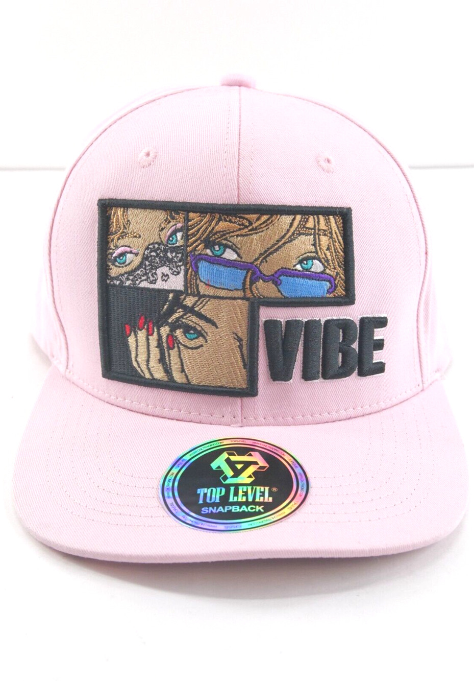 Top Level anime style Embroidery Snapback Cap Pink style animation‎ Good Vibe